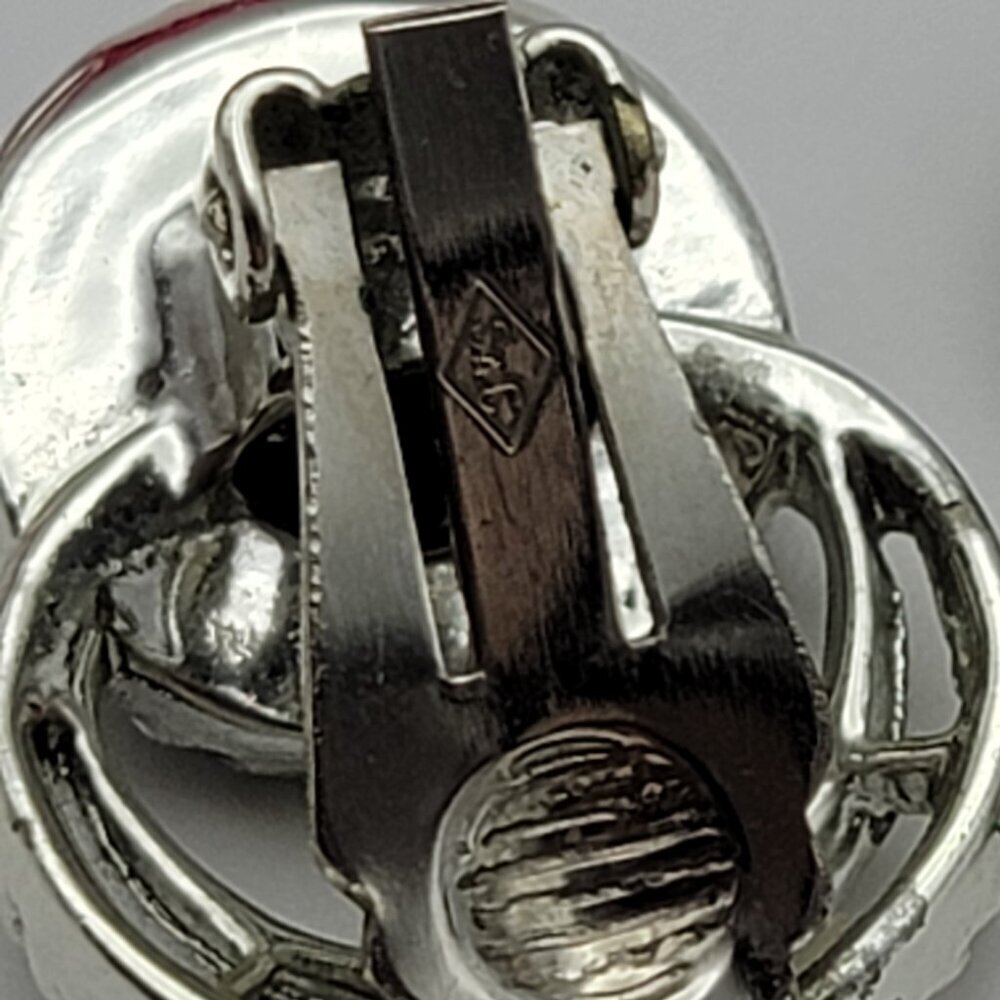 Vtg. Sarah Coventry Modernist Silver Tone Black Lucite Stud Earrings Clip On 1" - Picture 5 of 8